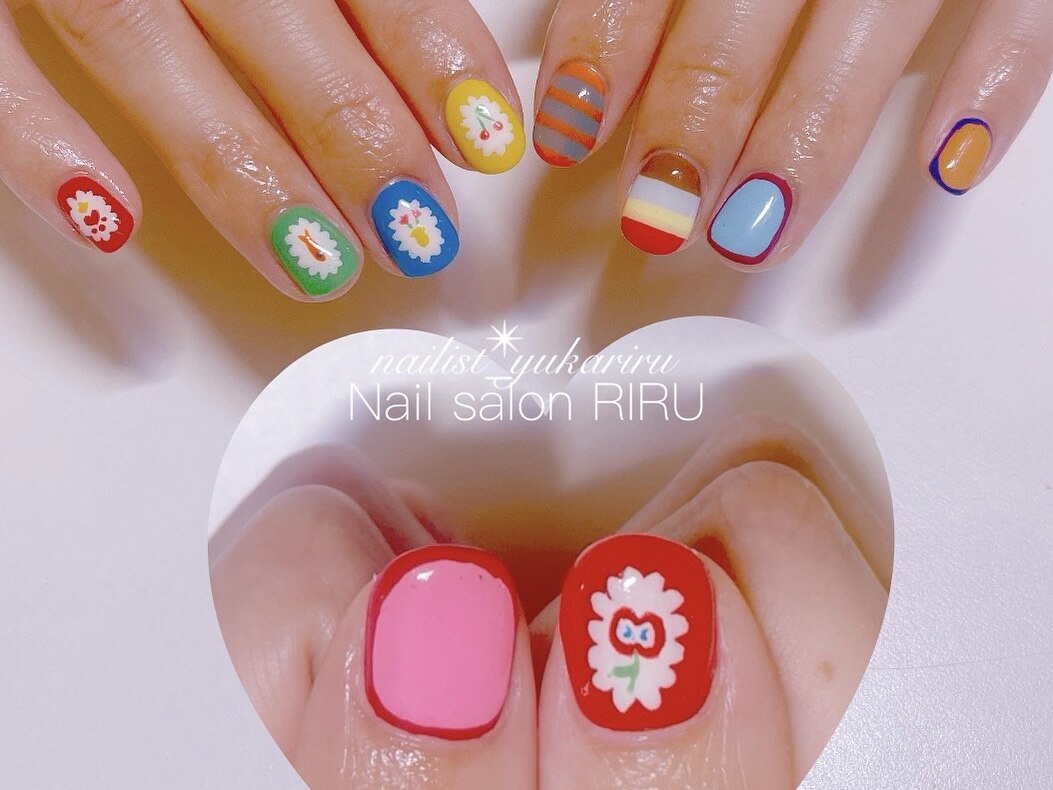 ネイルチップ　オーダー　個性派　カラフル　レトロ　ポップ　推し活　ガーリー ネイルチップ オーダー 個性派 カラフル レトロ ポップ 推し活