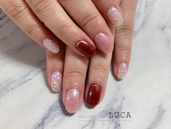 ネイルアトリエルカ(nail atelier LUCA)/W-489 大人上品ビジューネイル