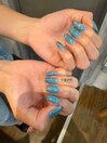 ブルーラメ×サマーネイル