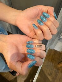 ブルーラメ×サマーネイル