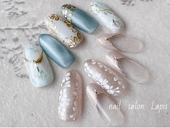 ラピス 自由が丘(Lapis)の写真/スラッと上品な指先に変身!大人可愛いアレンジフレンチデザインで毎日をHAPPYに♪初めての方にもオススメ◎