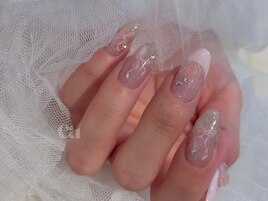 フレンチガーリーリボンネイル