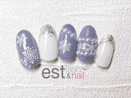 パール　雪の結晶ネイル