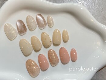 パープルアスター 名古屋名駅店(PurpleAster)の写真/定額オフィスネイル6000円！お仕事帰りにも通いやすいオフィスに溶けこむシンプルデザイン◎21時まで営業