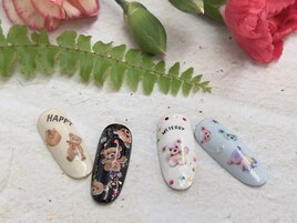 熊ちゃんネイル4600円