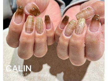 カラン 焼津店(CALIN)/ブラウンチェックネイル