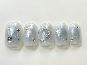 ネイルメゾン 天神店(NAIL MAISON)/青チークハート夏¥8000
