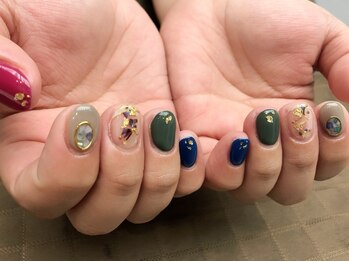 プラハネイル(+HER 美甲)/カラフル☆シェル×金箔