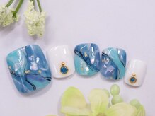 トータルビューティーアンドアズフローラ(Total Beauty & a`s Flora)/フット★ターコイズ大理石ネイル