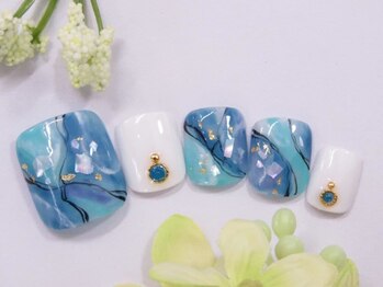 トータルビューティーアンドアズフローラ(Total Beauty & a`s Flora)/フット★ターコイズ大理石ネイル