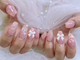 リボン きらきらネイル