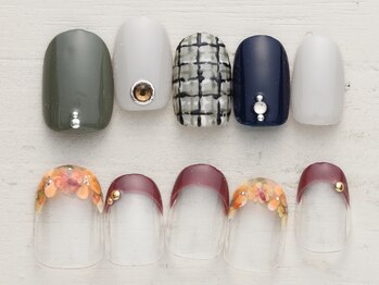 ノーネイル 有明ガーデン(NO NAIL ARIAKE)の写真/お手頃Priceで最旬デザイン★【写真】新作11/1~深み秋カラーチェック×ボルドー花フレンチ¥4990♪有明駅