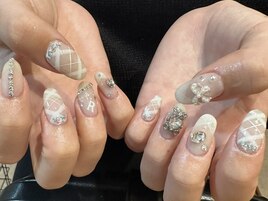 冬チェックネイル