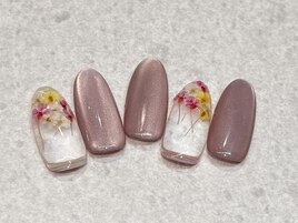 ピンク×マグネット×押し花