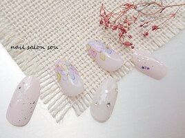 たらしこみ紫陽花nail