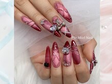 ピオミエルネイル 新宿(pio miel nail)/ボルドー×キルティンネイル
