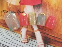 ネイルサロン アミティエ(Nail Salon Amitie)/ニュアンス×金箔大人footネイル
