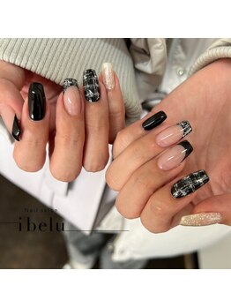 イベル 京橋店(ibelu)/冬チェック×フレンチネイル