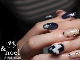 リボン×ネイビー