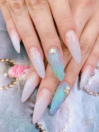 ロングネイル＋マーメイドネイル