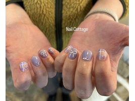 チェック×リボン