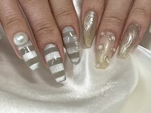 シピ ネイル(Chipi Nail)/シャンパン×グレー