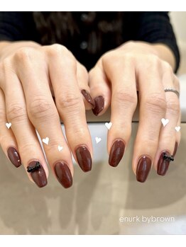 ボルドー×黒リボン ネイル★