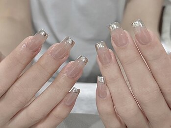 エンジェルズ ネイル サロン(Angel’s nail salon)の写真/《10時～２２時まで営業》渋谷駅徒歩３分◇お仕事帰りでも通いやすい◎大人気大人上品ミラーフレンチ¥6980*