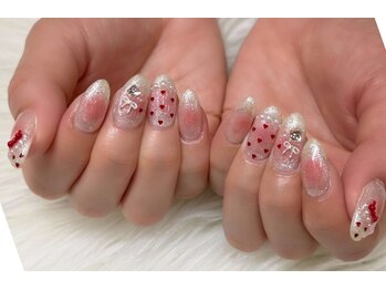 ネイルアンドアイラッシュスタジオ シュシュ(chouchou)/フラッシュ×チーク・リボンホロ