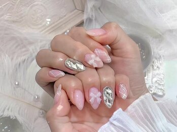 可愛いリボンネイル