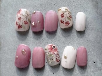 カラ ネイル 中津店(calla nail)/手描きお花ネイル