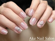 アケネイル 錦糸町店(Ake Nail)/ラメ/ミラーフレンチ/リボン