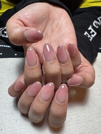 グラデ&ラメラインネイル