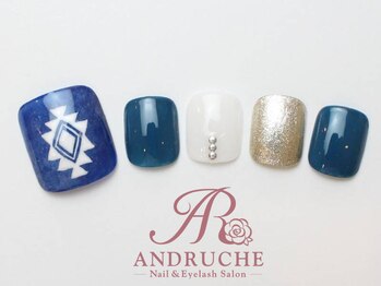 アンドルーチェ なんばパークス店(ANDRUCHE)/デニム風ネイル/フットネイル