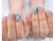 ディアリーネイル(Dearly Nail)/ガラスフレンチ＆シェルネイル