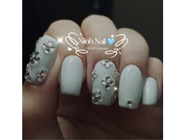 ミントグリーンと花ストーン