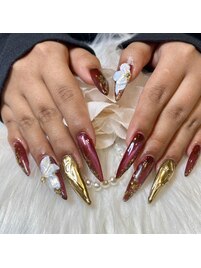 和ゴールド×3Dフラワー