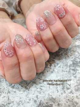 プライベート ネイルサロン マーマ(murmur)/キラキラフラワーネイル
