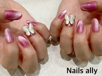 ネイルズアリー 立川店(Nails ally)/ギャラクシー×バタフライネイル