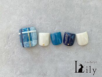 リリー 橋本店(Lily)/手描きチェックネイル