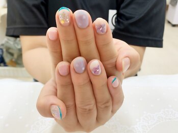 プルミエ ネイル(Premier Nail)/紫陽花＆水滴ネイル