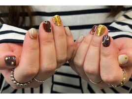 ブラウン×ゴールドニュアンス