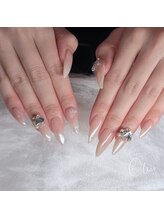 クリア(Clear)/ホワイトミラーネイル