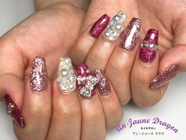 ピンク☆グリッターネイル