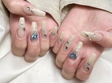 ヒールネイル(heal nail)/ワンホンネイル beige×ストーン