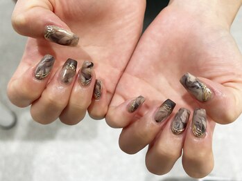 リベラ 名駅店(LIBERA)/ブラウン系マーブル柄ネイル