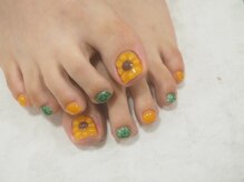縁/ひまわりネイル