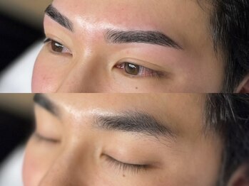 スリーノッツ 心斎橋店(THREE KNOTS)の写真/【垢抜けたいメンズ必見！】美しい仕上がりで第一印象もUP☆眉毛の毛流れを整え、骨格に合わせた美眉に◎