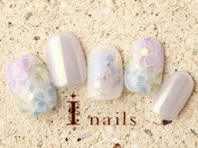 アイネイルズ 町田店(I nails)/水彩紫陽花ミラーアート　¥10480