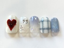 ボルドーハートチェック花¥8000